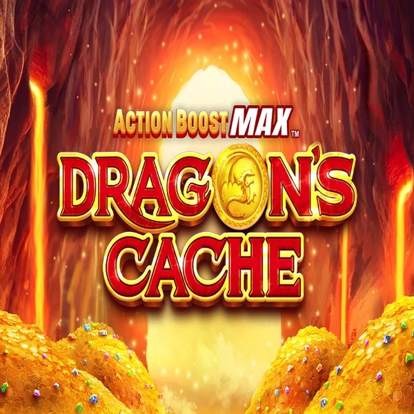 Action Boost Max Dragon's Cache logo – Slots by SpinPlay Games at Lyra Bet Casino